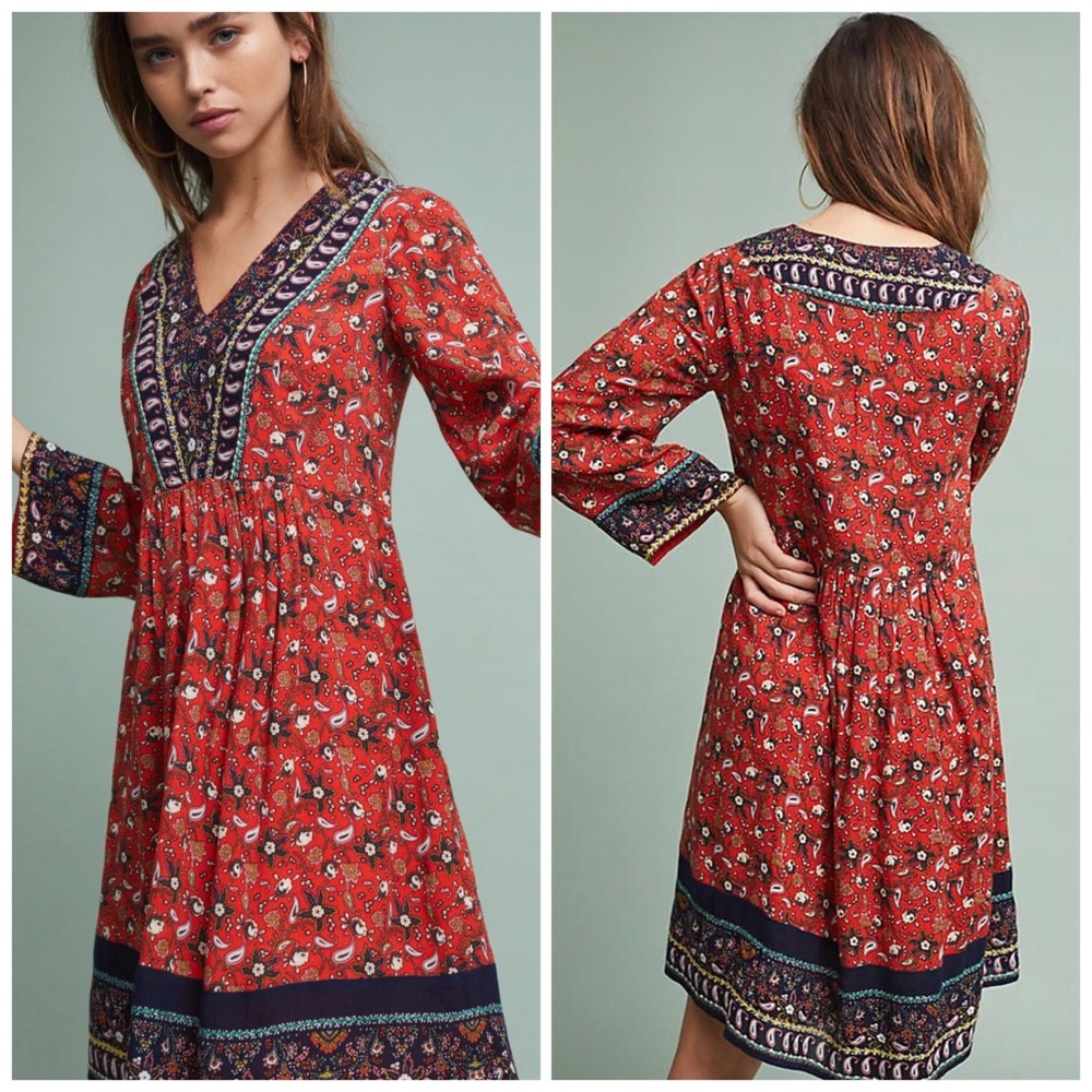 Anthropologie Sierra Embroidered Shift Dress